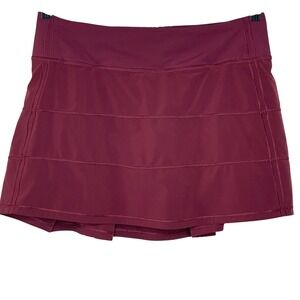 Lululemon Pace Rival Skirt Tall Red Berry Pleated Tennis Running Skort Size 6